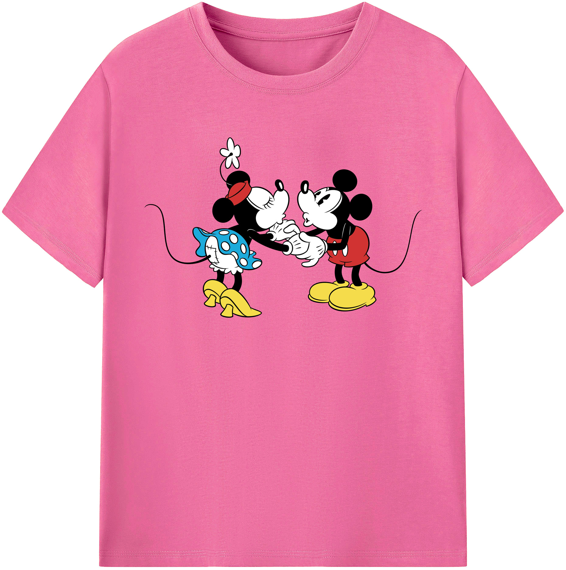 （画像用） ミッキーマウス Mickey Mouse レディースカジュアルプリントTシャツ（綿100％）